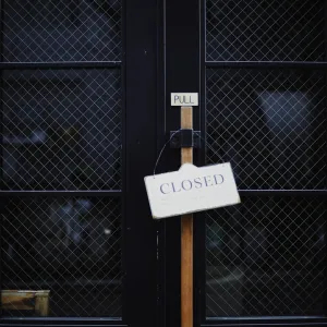 Door with Closed Sign